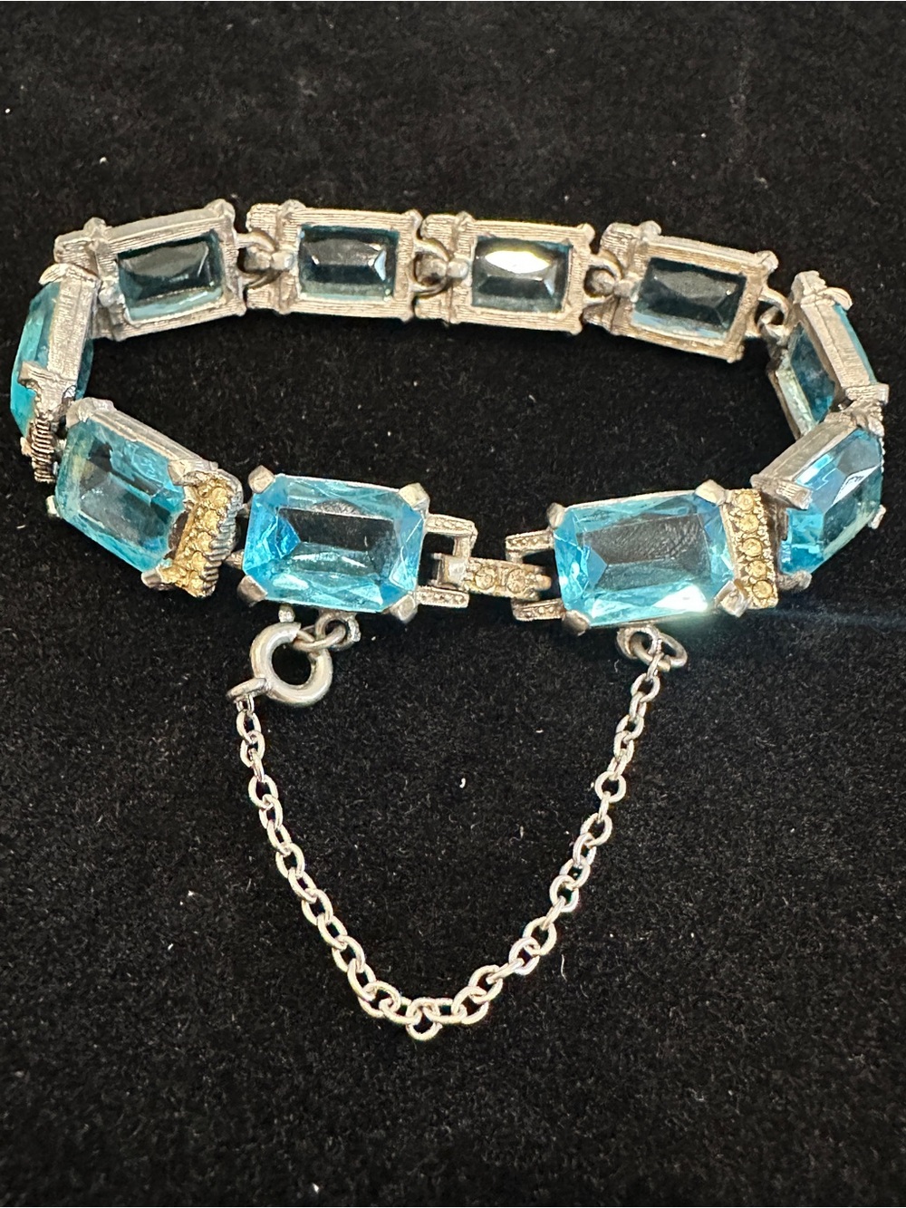 Silver Bracelet with Blue Gemstones - Fashion Jewelry
